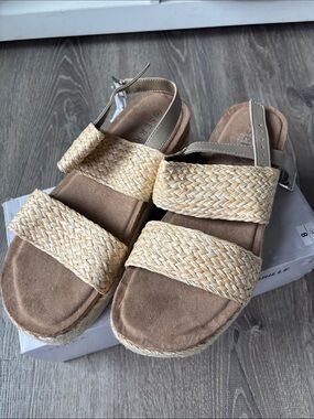 Serra Natural Braided Strap Platform Sandals Espadrille Women’s Size 8 NWT ALDI